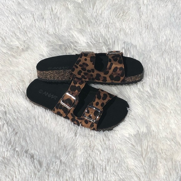 Leopard double strap footbed cork sandals - Picture 4 of 6